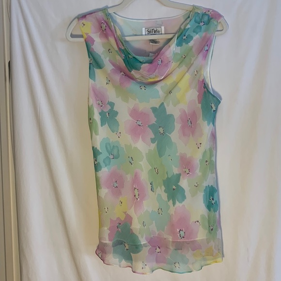 NEW Bob Mackie silk pastel floral blouse 12P - Picture 7 of 10